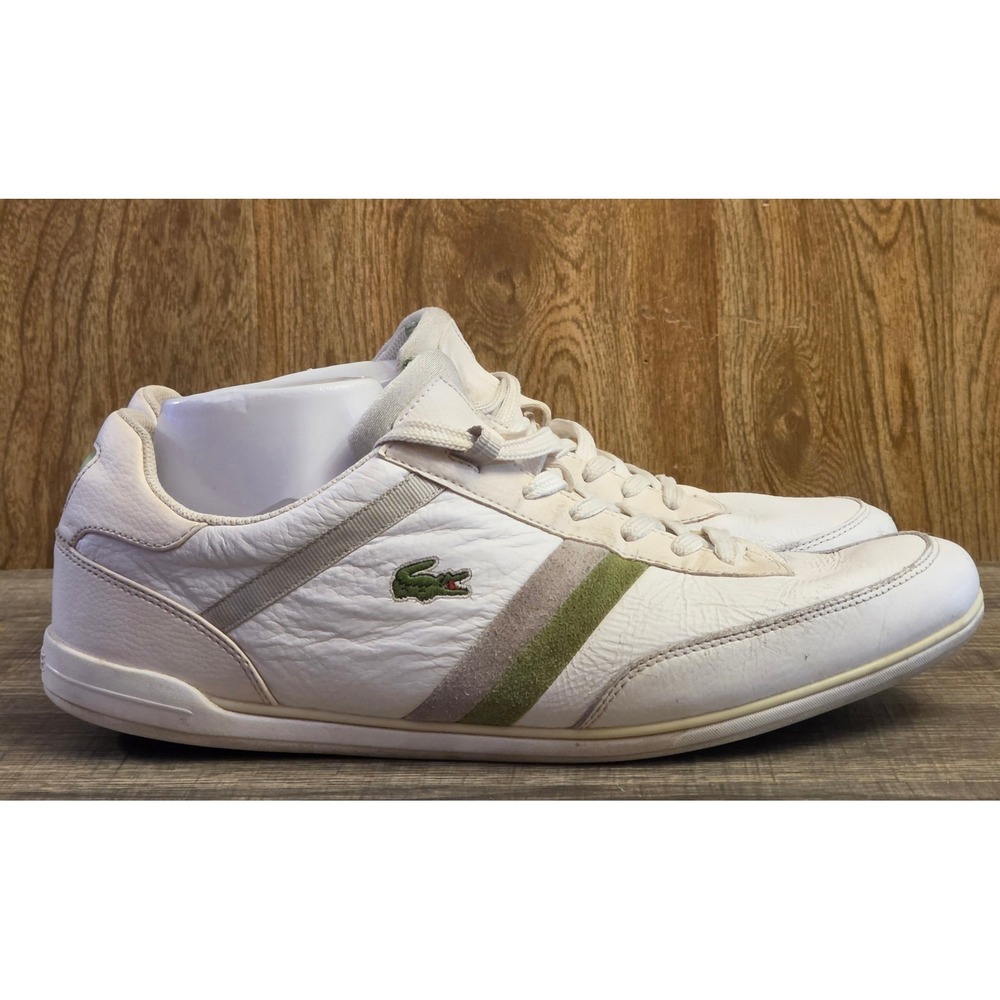 Lacoste Giron Croc SPM Casual Sneakers Mens Size 12 White Green‎